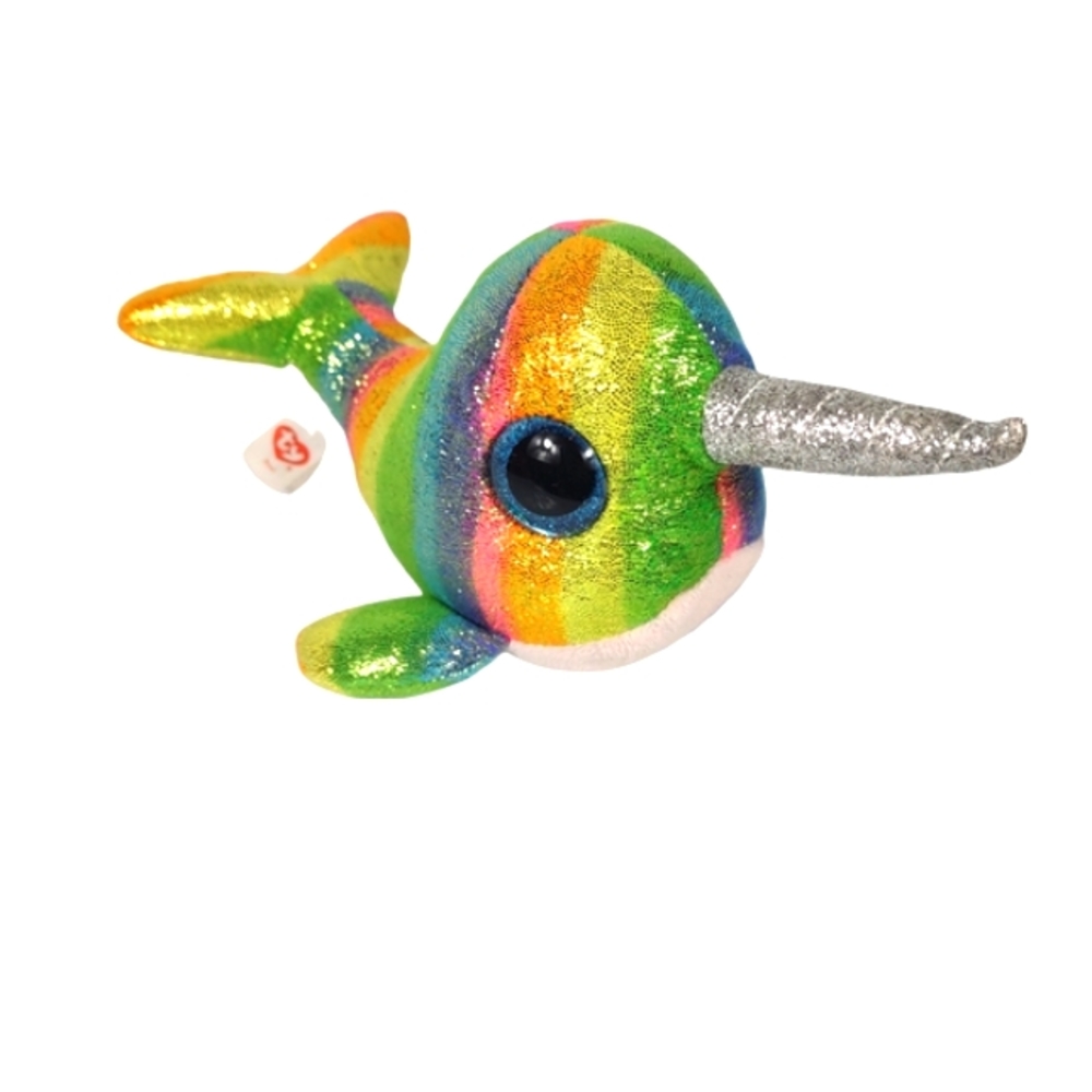 ✓TY Nori the Narwhal rainbow multicolor sparkly glittery 9in Plush - Picture 1 of 9